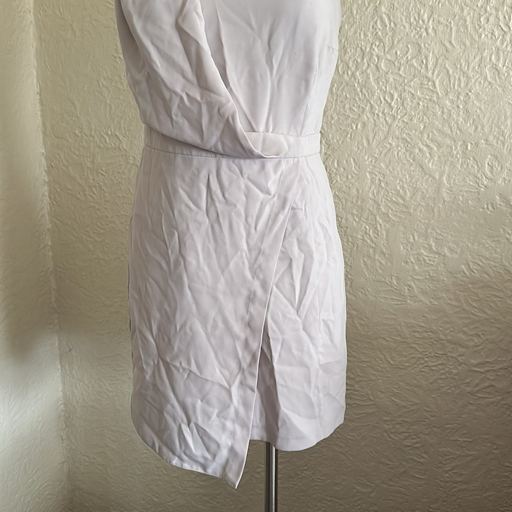 Topshop Pale Dove Gray Crossover Front Envelope Hem Dress  6 - Picture 4 of 16